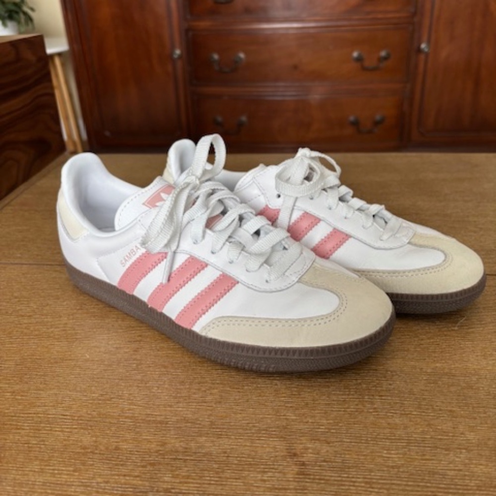 Adidas Samba OG White Wonder Mauve Women 6.5, EUC with Box